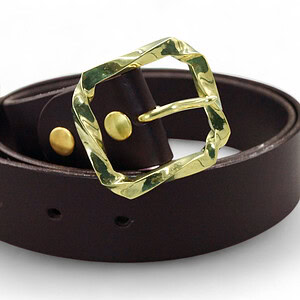 ツイストバックルベルト レザーベルト オリーブ Twisted Octagonal